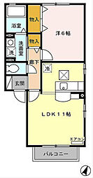 ヴェルデ・ナチュールA 1LDKの間取図画像