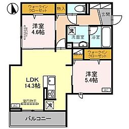 D-GLANZ EAST 2階2LDKの間取り