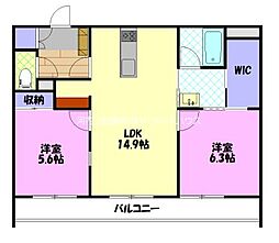 クレメンティア 3階2LDKの間取り