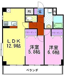 クラティオ 5階2LDKの間取り