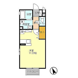 グランドール 2階ワンルームの間取り