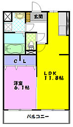 グラン・パスモ 2階1LDKの間取り
