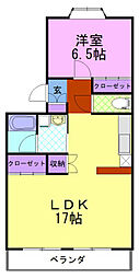 イースタンピュア 1LDKの間取図画像