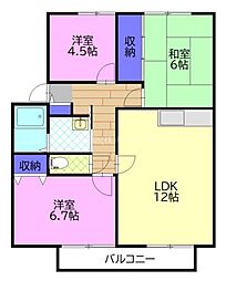 サンプレイス城南E 3LDKの間取図画像