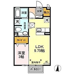 モナリエ御幸本町 1LDKの間取図画像