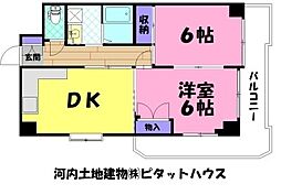 泰山ドミール海道町 2DKの間取図画像