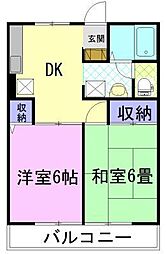 フレンド宝木B 2DKの間取図画像