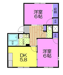 コーポカマイA 2DKの間取図画像