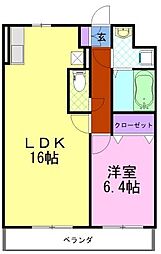 モアベリー 1LDKの間取図画像