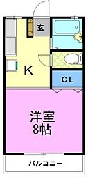 コーポ・ちば3 1Kの間取図画像