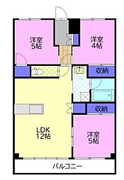 グローバル氏家 3LDKの間取図画像