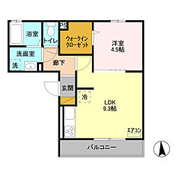 ロータス宇都宮 1LDKの間取図画像