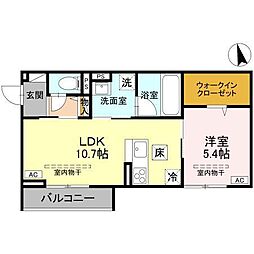 エルミネット 1LDKの間取図画像