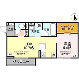 エルミネット 1LDKの間取図画像