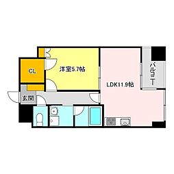 フェリシアス 1LDKの間取図画像