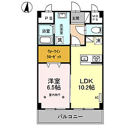 CREA元今泉 1LDKの間取図画像
