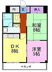 サングリートハイツ 2DKの間取図画像