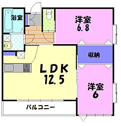 ビオス竹林 2LDKの間取図画像
