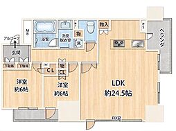 ジオタワー堺筋本町 2LDKの間取図画像