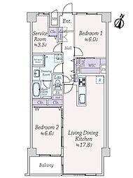 マートルコート麹町 2SLDKの間取図画像
