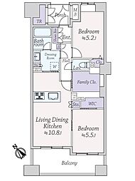 サンヴェール日本橋水天宮 2LDKの間取り