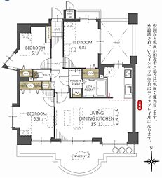 ヴィザージュ海老名 3LDKの間取図画像