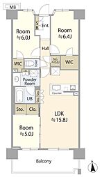 OHANA茅ヶ崎ガーデニアE 3LDKの間取図画像