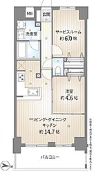 プレディアンスフォート湘南平塚リコット 1SLDKの間取図画像