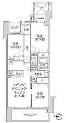 クリオ平塚龍城ヶ丘壱番館 3LDKの間取図画像