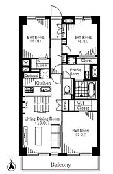 武蔵境スカイハイツ 3LDKの間取図画像