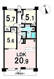 ライオンズガーデン泉中央 3LDKの間取図画像