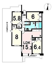 ダイアパレス柏木四季の杜陽だまり館 4LDKの間取図画像