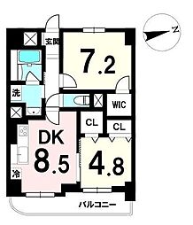 ライオンズマンション保春院西 2DKの間取図画像