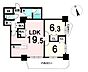 間取り：専有面積72.22m2　バルコニー面積10.889m2　2LDK