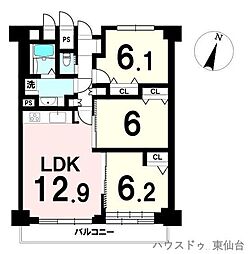 ウエストパレスマンション 3LDKの間取図画像