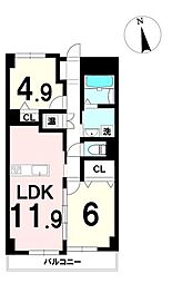エクセレント柏木 2LDKの間取図画像