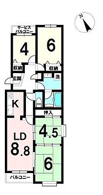 間取り 米ケ袋第3パーク・マンション 3階/-