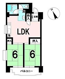 チサンマンション第2仙台 2LDKの間取図画像
