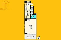 都営大江戸線 西新宿五丁目駅 徒歩1分の賃貸マンション 5階1Kの間取り