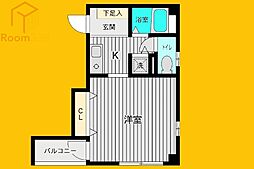 アメニティTOA 1Kの間取図画像