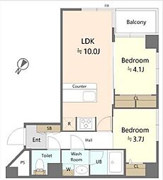 エクレール五反田 2LDKの間取り