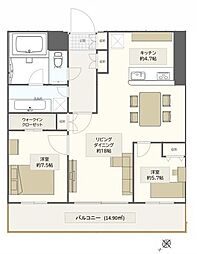 芝浦アイランドケープタワー 2LDKの間取図画像