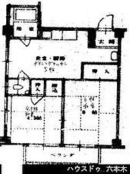 山王ローズ・シャトー 2DKの間取図画像
