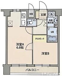 菱和パレス三田慶大前 1LDKの間取図画像