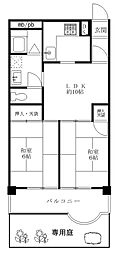グリーンパーク第4綾瀬 2LDKの間取図画像