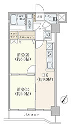 曙マンション 2DKの間取図画像