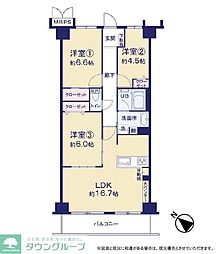 エステスクエア新所沢 3LDKの間取図画像
