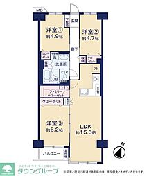 ハイツ越谷 3LDKの間取図画像