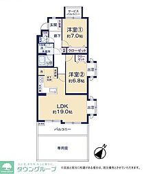 グリーンハイツ十日市場 2LDKの間取図画像