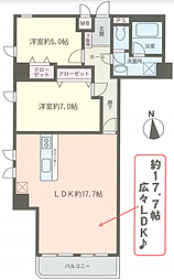 飯倉ヒルズ 2LDKの間取図画像